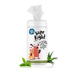 Captain Zack Wipe Right Anti-Bacterial Pet Wipes for Dogs & Cats | 80 Wipes | 100% Biodegradable |Dry Bath, Ear & Paw Daily Cleaning | Contains Tea Tree Oil, Vitamin E & Aloe Vera |