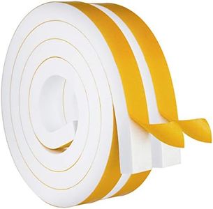 White Door Window Weather Stripping Self Adhesive Foam Tape High Density Foam Sealing Strip Window Insulation Weatherproof Gasket Tape for Doors and Windows (1" W X 3/4" T)