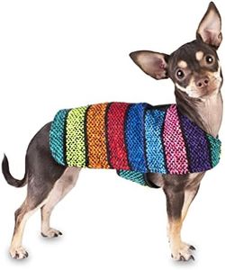 Handmade Dog Poncho from Authentic Mexican Blanket - Dog Clothes – Chihuahua Coat - Costume - Sweater - Vest (Multi Color, X-Small)