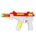 WISHKEY Plastic Musical Toy Gun for Kids, Sound Toy with Infrared Laser Light Effects, Pretend Play Vibrating Laser Gun Toy with Muzzle Movement, White, 4+ Years, (Pack of 1)