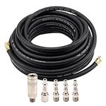 Holdfiturn Air Compressor Hose 15m Air Line Rubber Hose 9.5mm ID X 15mm OD Compressor Hose Kit 5 Quick Release Fittings 1/4" Pneumatic Air Hose Pressure 300Psi