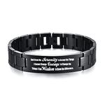 VNOX Christian Bracelet for Men Personalized Bible Verse Stainless Steel Chain Bracelet Inspirational Gift for Men,Adjustable, 7-8.26 inches (180-210 MM), Stainless Steel, Lava Stone