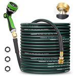 HOMEIDEAS 100 ft Rubber Garden Hose with Nozzle - Newly Leak-proof & Kink-free Design | Freely Rotational Spherical Ball Joint, Anticorrosive 3/4" Brass Fittings - Perfect for Outdoor Watering