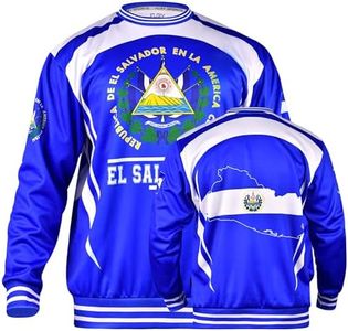 Unisex Patriotic Long Sleeve Sweatshirt in National Flag Colors For USA, Mexico, Guatemala, Honduras, El Salvador Shirt (US, Alpha, Small, Regular, Regular, El Salvador)