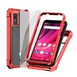 Ailiber for Blu Studio Mini 2023 Phone Case, Blu Studio Mini 2023 Clear Case with Screen Protector, Dual Layer Shockproof Bumper, Transparent [Anti Yellowing], Slim Cell Phone Cove-Red