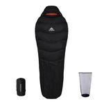 SYWSKW Down Sleeping Bag with Pillow, Ultralight Mummy Sleeping Bag for Backpacking,Hiking and Camping Outdoor with YKK Two-Way Zipper,680FP Duck Down (Black, Down (Filling 500g))