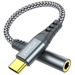 JXMOX USB Type C to 3.5mm Female Headphone Jack Adapter,USB C to Aux Audio Dongle Cable Cord Compatible with Pixel 4 3 2 XL, Samsung Galaxy S20 Ultra Z Flip S20+ Note 10 S10 S9 Plus, iPad Pro(Grey)