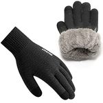 Rahhint Thermal Winter Gloves for Men Women Wool Knit Gloves with fleece lining insulated Liner Keep Hand Warm Gift, Grey