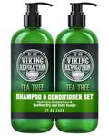 Viking Revolution - Mens Shampoo and Conditioner - Moisturizes and Strengthens - Shampoo Men and Conditioner with Vitamin B5, Biotin and Jojoba Oil - Tea Tree - 17 Oz / 500ml Each