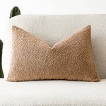 Foindtower Textured Boucle Throw Pillow Covers Accent Solid Lumbar Pillow Cases Cozy Soft Decorative Couch Cushion Case for Chair Sofa Bedroom Living Room Home Decor, 12 x 20 Inch,Tobacco