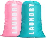 flintronic 2 Pack Extra Large Laundry Bag, 61×91cm Foldable Storage Bag, Dirty Clothes Bags, with Drawstring Closure, Durable Rip-Stop, Convenient, for Travel/Bathroom/Bedroom/Dormitory