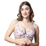 Quttos PrettyCat Lightly Padded Underwired Floral Power Net Bridal T-Shirt Bra Blue