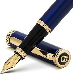 BEILUNER Blue Fountain Pen,Stunning Luxury Pen,24K Gilded Nib(Fine),Gorgeous 24K Gold Finish,German Schneider Ink Converter,Trustworthy Pen Gift for Men&Women-Elegant, Reliable,Nice Pen for Writing