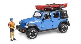 bruder 02529 Jeep Wrangler Rubicon Unlimited with Kayak & Figure, Single Colour, 32,9 cm × 14,4 cm × 14,2 cm