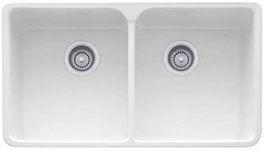 Franke : MHK72035WH 35 Double Bowl Fireclay Sink