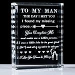 YWHL Anniversary Birthday Gifts for Him Boyfriend Romantic to My Man Crystal Keepsakes Christmas Valentine Day Presents for Husband Fiance Boyfriend