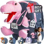 Naturally KIDS Toddler Backpack w Stuffed Animal Toy, Small Kids Backpacks for Grls Boys, Toddler Gifts, Dinosaur Toys