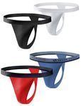 Sesto Senso Mens Gstring Underwear Cotton 1/4 pack Sexy Thong Panties 4 pack M Red Jeans Black White