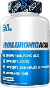 Evlution Vegan Dietary Hyaluronic Acid Supplement Nutrition 200mg Hyaluronic Acid Capsules Dry Skin Supplement for Women and Men for Itchy or Damaged Skin - High Potency Bioavailable Non GMO Formula