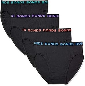 Bonds Men's Underwear Hipster Brief - 4 Pack, Black / Bright Band (4 Pack), Large