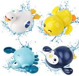 twoonto Bath Toys, Wind Up Bath Toys 4 Pcs for Baby Kids Bathtub Toys Bathroom Float Toy for Toddler Boys Girls 0 1 2 3 4 Years Old