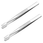 2pcs Stamp Tweezers Philately Stamps Collector Tools Collecting Tweezer for Crafting Industrial Jewelry Hobby Craft (Silver)