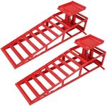 2 Pack Heavy-Duty 5-Ton Hydraulic Car Ramps - Adjustable 7.7-13" Lift, Steel Construction, Ideal for Garage & Driveway Maintenance