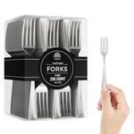 Mini Forks for Desserts - Bulk Pack of 200 Mini Silver Dessert Forks – Disposable 4.5 Inch Plastic Appetizer Forks - Real Flatware Look- Miniature Silver Forks Disposable - Bpa Free - Food Safe