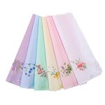 JukLoos Cotton Embroidery Ladies' Vintage Floral Lace Handkerchiefs for Wedding Party (6 Pack)