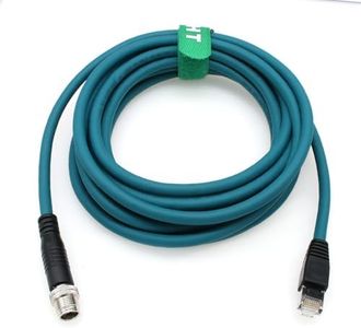 HangTon M12 8 Pin X-Code RJ45 GigE Ethernet Network Cable CAT7e for Cognex Basler Baumer Industrial Camera Sensor Barcode Reader PLC PC Router 30M