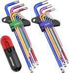 MAXPOWER 18-Piece Allen Wrench Set, Coloured Hex Key Metric Ball End and Torx with Extra Long Arm T-Handle