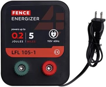 Electric Fence Charger, 5 Mile 20 Acres Electric Fence Energizer, 0.2 Joule Ac Powered Output Voltage 5100v, for Preventing Wild Animals Intruding Great for Poultry, Pets and Gardens