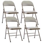 LeChamp 4pcs PU Folding Chairs Indoor Stable Metal Frame Easy Storage Foldable Chair Folding Office Chair Desk Chair Durable Hall Guest Seating…