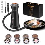 BORUIT SK301B Cocktail Smoker Kit,Smoking Gun Food Smoker with 4 Flavors Wood Chips,Portable Aluminum Alloy Drink and Food Smoker Infuser for Kitchen Cocktails Meat BBQ Cheese(Black)