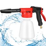 XFLYP Garden Hose Spray Gun, 1L Snow Foam Gun Sprayer with Anti-Slip Handle, Water Foam Gun with Reservoir, Adjustable Car Cleaning Lance for Soap Fertiliser Fit Universal Hose for Pets, Car Washing