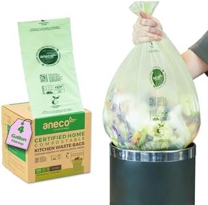 ANECO Compostable Trash Bags 4 Gallon (Flat-Top Bags, 100 Count), Extra Strong Compost Bags for Medium Kitchen Garbage, OK Compost Home & BPI Certified Compostable Bags