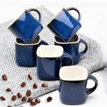 MITHILA HANDICRAFTS Blue Ceramic Tea Cups (Set of 6) for Coffee/Hot & Cold/Tea Cup | Ideal Gifts for Diwali, Employee, Birthday, Anniversary, Family & Friend (Blue)