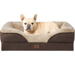 EHEYCIGA Memory Foam Dog Beds Medium Washable, Orthopedic Dog Beds Sofa with Sides and Waterproof Liner, Pet Couch with Washable Removable Cover and Non-Slip Bottom, 76x51x16cm, Brown