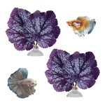 WishLotus Betta Leaf, 2 PCS Artificial Lightweight Fish Leaf Hammock Simulated Betta Leaf Pad with Suction Cup for Betta Spawning Resting Aquarium Decorations Fish Tank Ornaments (A, Purple)