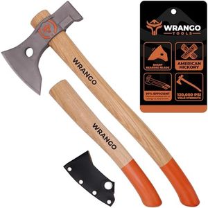 Wrangler Tools Titanium Camping Axe - 18" Wood Handle with Hammer End Hachet - Dual-Use Axe with Sheath and 2 Handles - Camping Gear & Outdoor Tools for Survival, Wood Splitting, Chopping & Hiking