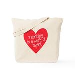 CafePress Red Teacher Heart Tote Bag Natural Canvas Tote Bag, Reusable Shopping Bag