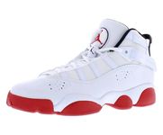 Nike Kids' Jordan 6 Rings Shoes, White/University Red/Black, 6.5 Big Kid