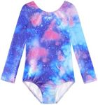 HOZIY Gymnastics Leotards for Girls Long Sleeve 6-7 7-8 Years Toddlers Pink Purple Blue Galaxy Cloud Kids Leo Tumbling Outfits Sparkle Clothing Apparel Space Galaxy