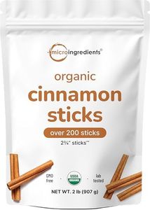 Micro Ingredients Organic Cinnamon Sticks Whole, 2lbs (200+ Sticks) | 2 ¾” Stick Size | Raw Cinnamon Spice Flavor & Aroma | Great for Tea, Desserts or Cooking | Non-GMO, Vegan Friendly, Bulk Supply