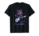 Funny Rock Cat Playing Guitar Band Rock kitty Guitar Cat T-Shirt