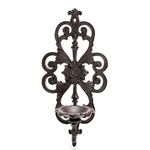 Sungmor Cast Iron Wall Hanging Sconce Tealight Pillar Candlesticks Holder - Vintage Vine Design Home Candle Display Holder - Handmade Art Candle Stand Decor for Indoor Outdoor