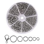 Mr. Pen- Open Jump Rings, Silver, 1014 pcs, 6 Sizes Open Jump Rings for Jewelry Making, Silver Jump Rings and Lobster Clasps, Jewelry Jump Rings Silver, O Rings for Jewelry Making