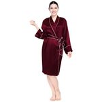 Bella Babe by SK Luxury Robe with Piping (M, Wine)