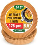 Air Fryer Liners, 125Pcs Disposable Parchment Paper – 6.5 Inch Round, for Ninja, Tefal, Cosori and Others – Unbleached, for Baking, Roasting or Cooking, Easy Cleanup by Baker's Signature (16 cm)