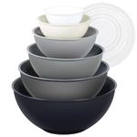 Greentainer Plastic Mixing Bowl Set with Lids for Kitchen, Nesting Storage Bowls for Baking, Prepping,Cooking and Serving Food, Dishwasher, Microwave Safe,Great for Mixing & Serving (6pcs Grey)